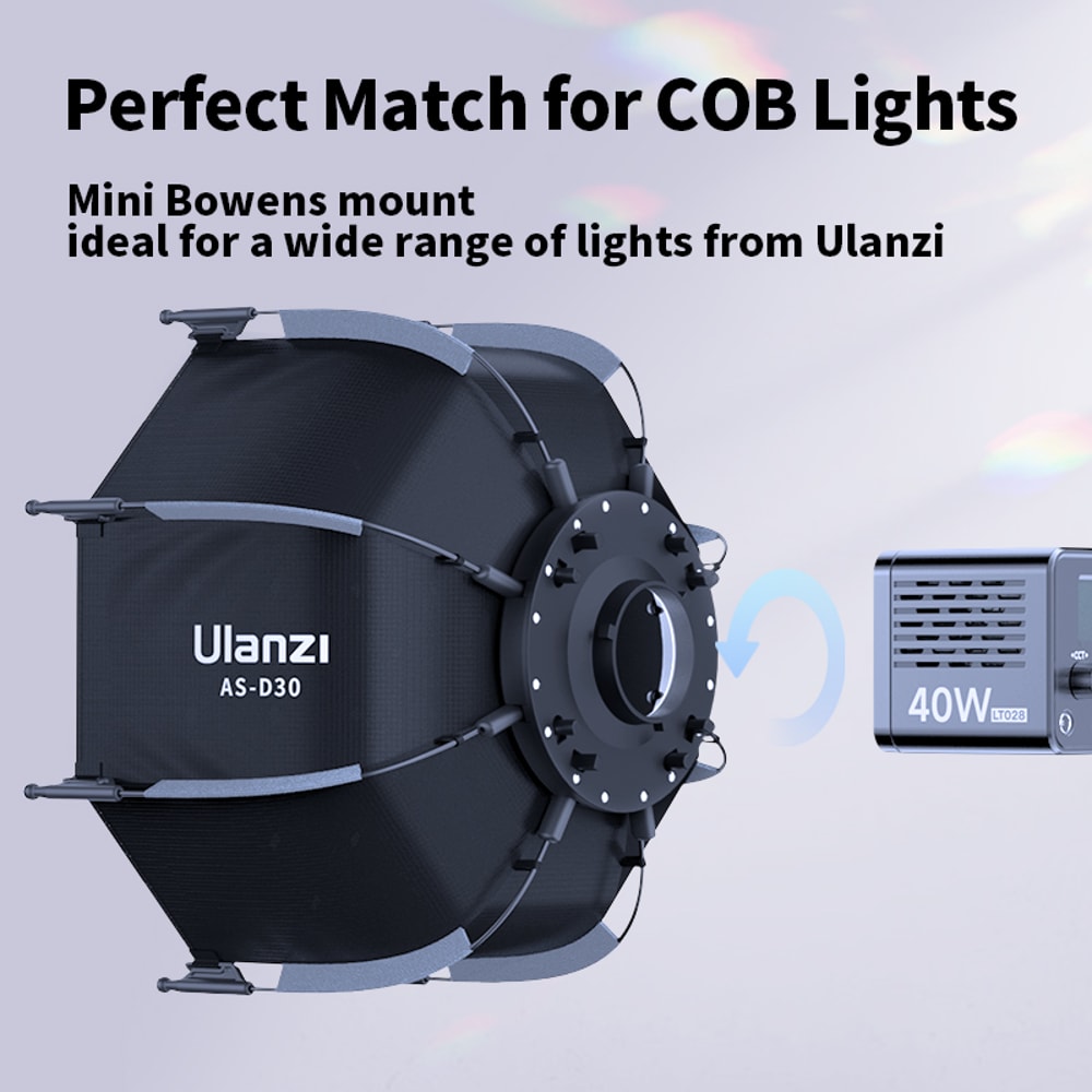 Octagonal Soft box Quick Pack Light Box, Mini Bowens Mount for Video Light
