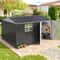 Polar Aurora Outdoor Metal Storage Shed, Heavy Duty Frame, Lockable Garden Tool Shed, Backyard Patio Black