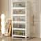 Stack Able Practical Storage Cabinet With Doors And Wheels Spacious Multi Functional Plastic Organi 5