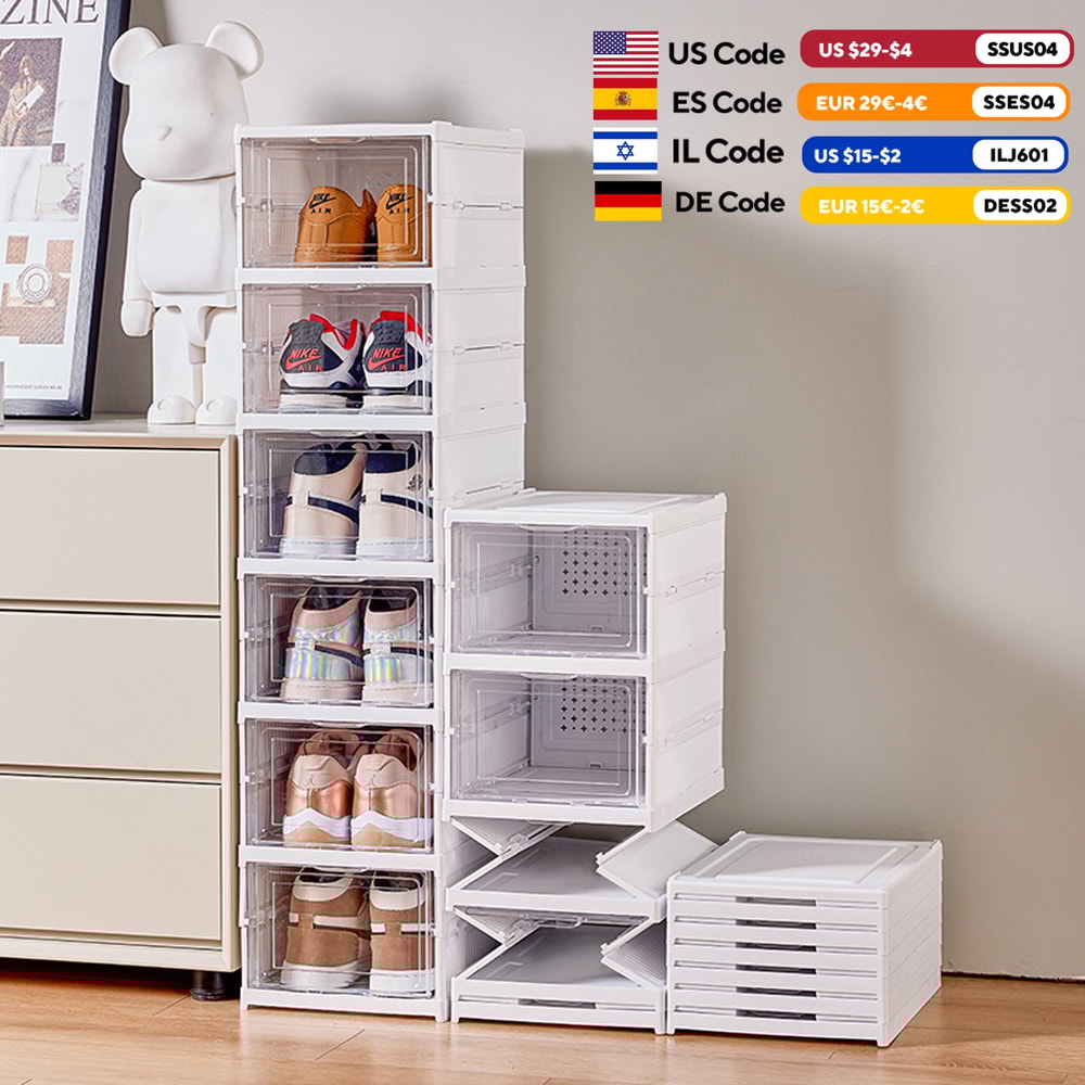 Transparent Fold Able Shoes Box Stack Able Sneaker Storage Organizer Dust Proof Hightop Shoe Rack S 0
