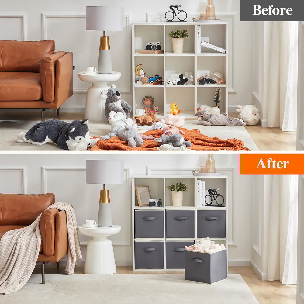 Cube Storage Bins Fold Able Fabric Storage Baskets With Handles For Shelves And Closet 5