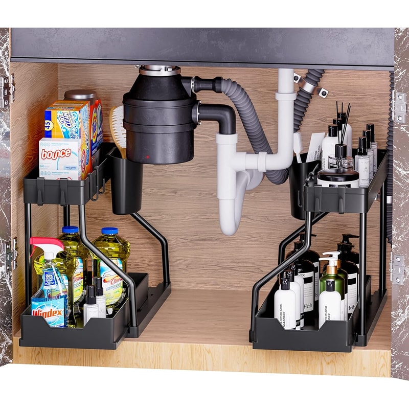 Under Sink Storage Rack DualSlide Storage Drawer Kitchen Cabinet Organizer 0