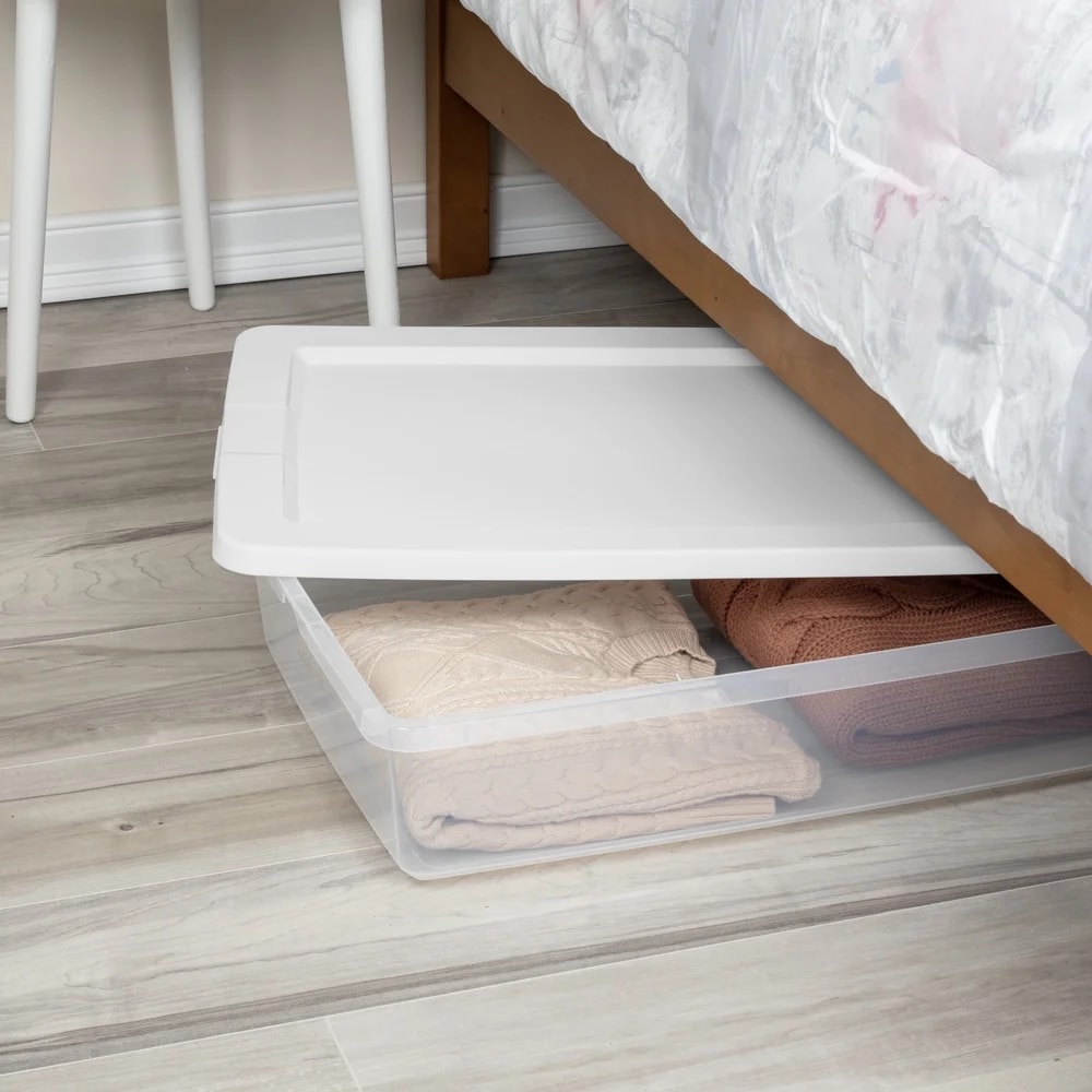 Clear Plastic Storage Bin Stackable Container With SnapOn Lid Ideal For Clothing Organization Home 3