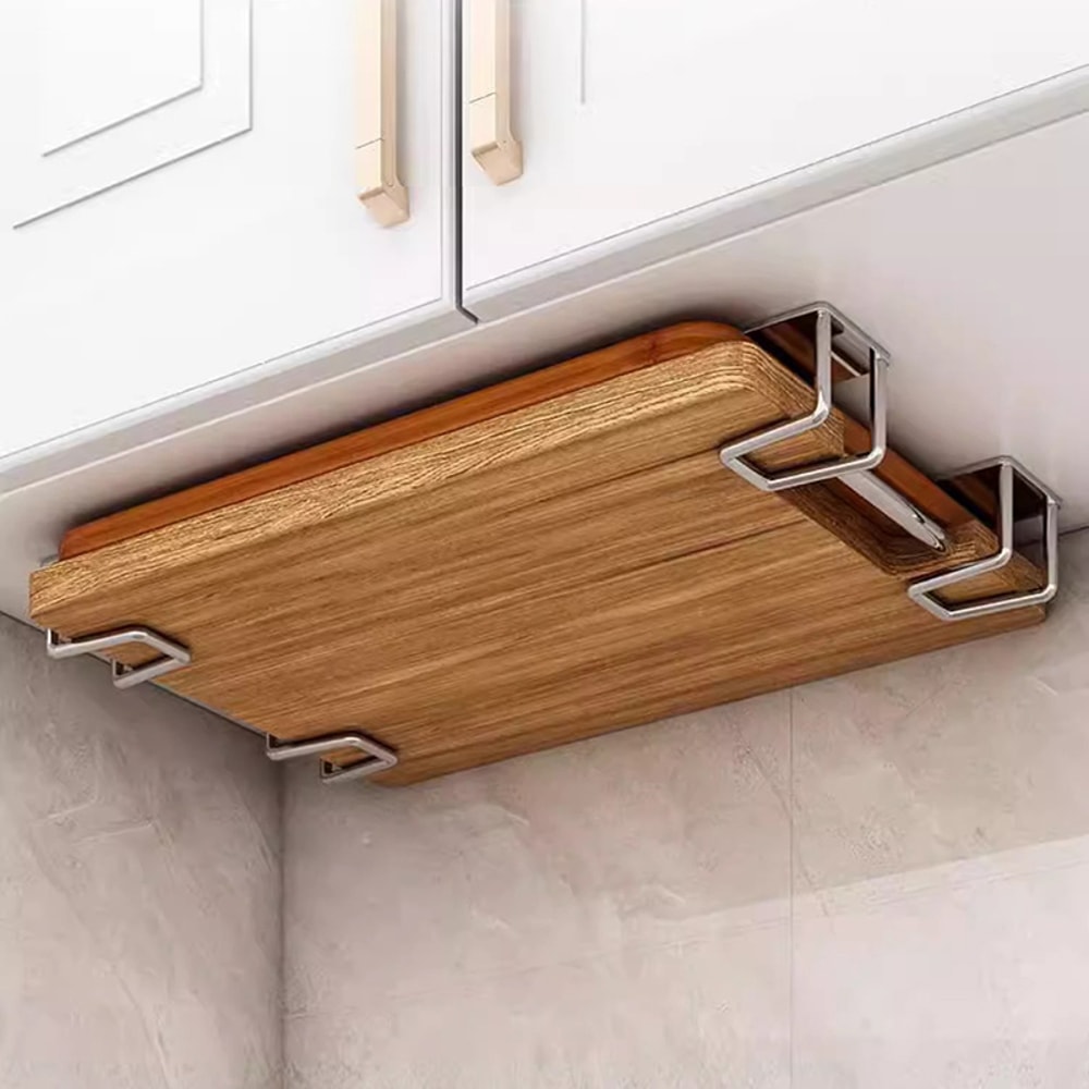 Portable Wall Mounted Kitchen Rack Stylish Pot Lid Rack Under Cabinet Cutting Board Storage 0