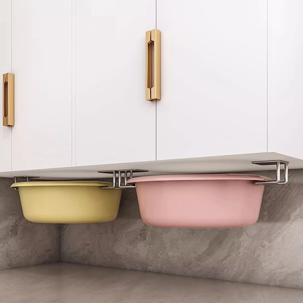 Portable Wall Mounted Kitchen Rack Stylish Pot Lid Rack Under Cabinet Cutting Board Storage 2