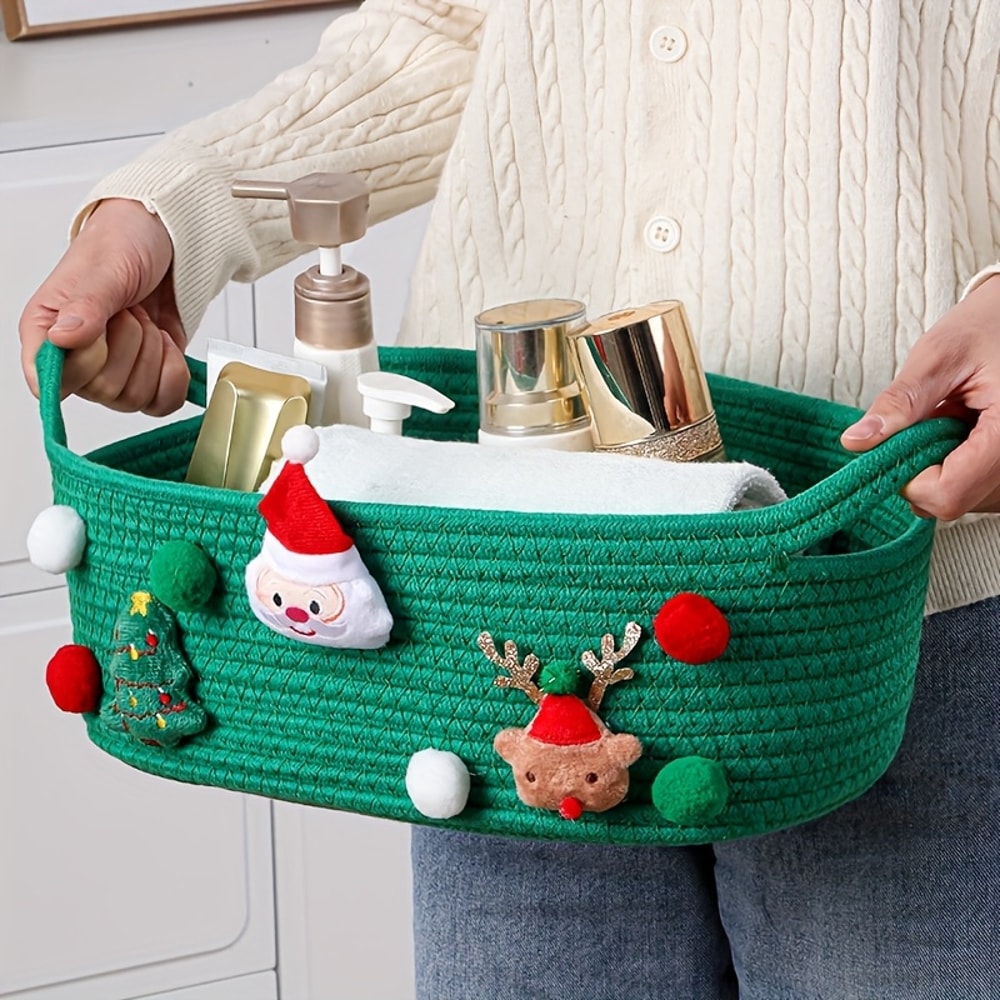 Christmas Gift Basket Red OpenTop Storage Basket For Tree Decorations Presents Candy Decorative Hol 1