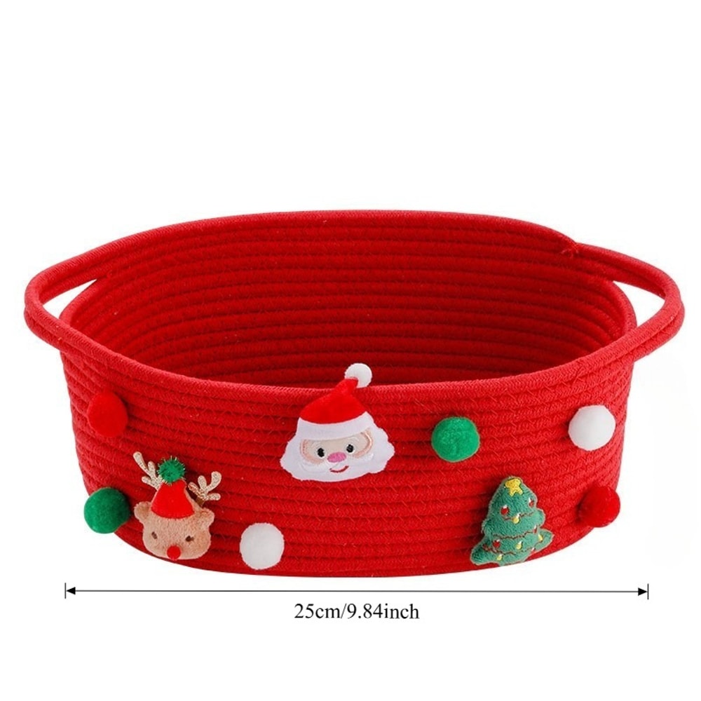 Christmas Gift Basket Red OpenTop Storage Basket For Tree Decorations Presents Candy Decorative Hol 6