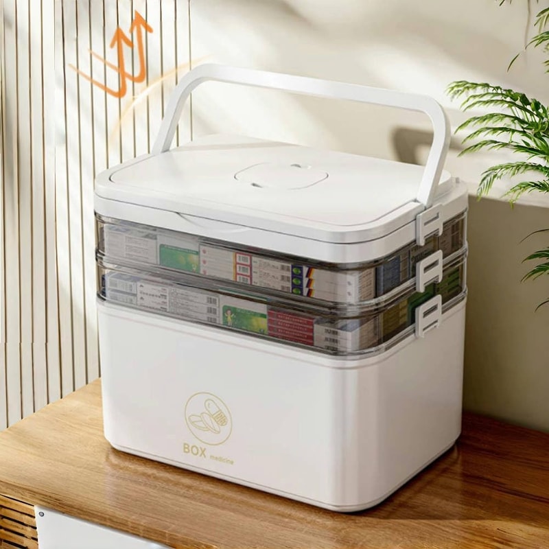 Portable Medicine Box Large Capacity Home First Aid Kit MultiLayer Drug Storage Case 2