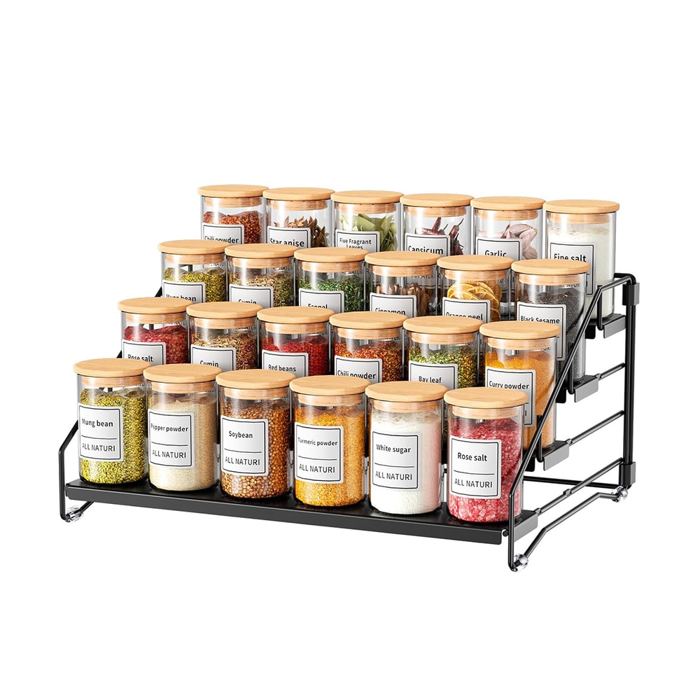 Spice Rack Countertop, Space-Saving Storage for Herb Jars, Wall Mounted Kitchen Cabinet Holder, Tidy Seasoning Organizer
