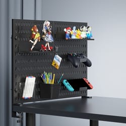 standing office pegboard storage, no drill, clip-on desktop rack with numerous diy accessories for office organization