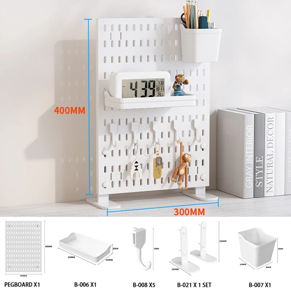 Standing Office Pegboard Storage No Drill ClipOn Desktop Rack With Numerous DIY Accessories For Off 7