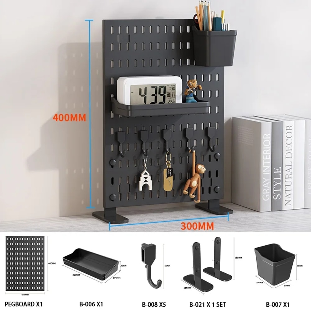 Standing Office Pegboard Storage No Drill ClipOn Desktop Rack With Numerous DIY Accessories For Off 9