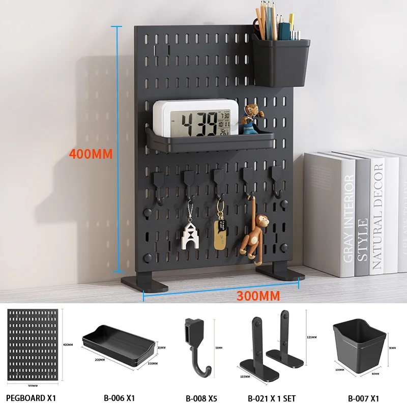 Standing Office Pegboard Storage No Drill ClipOn Desktop Rack With Numerous DIY Accessories For Off 9