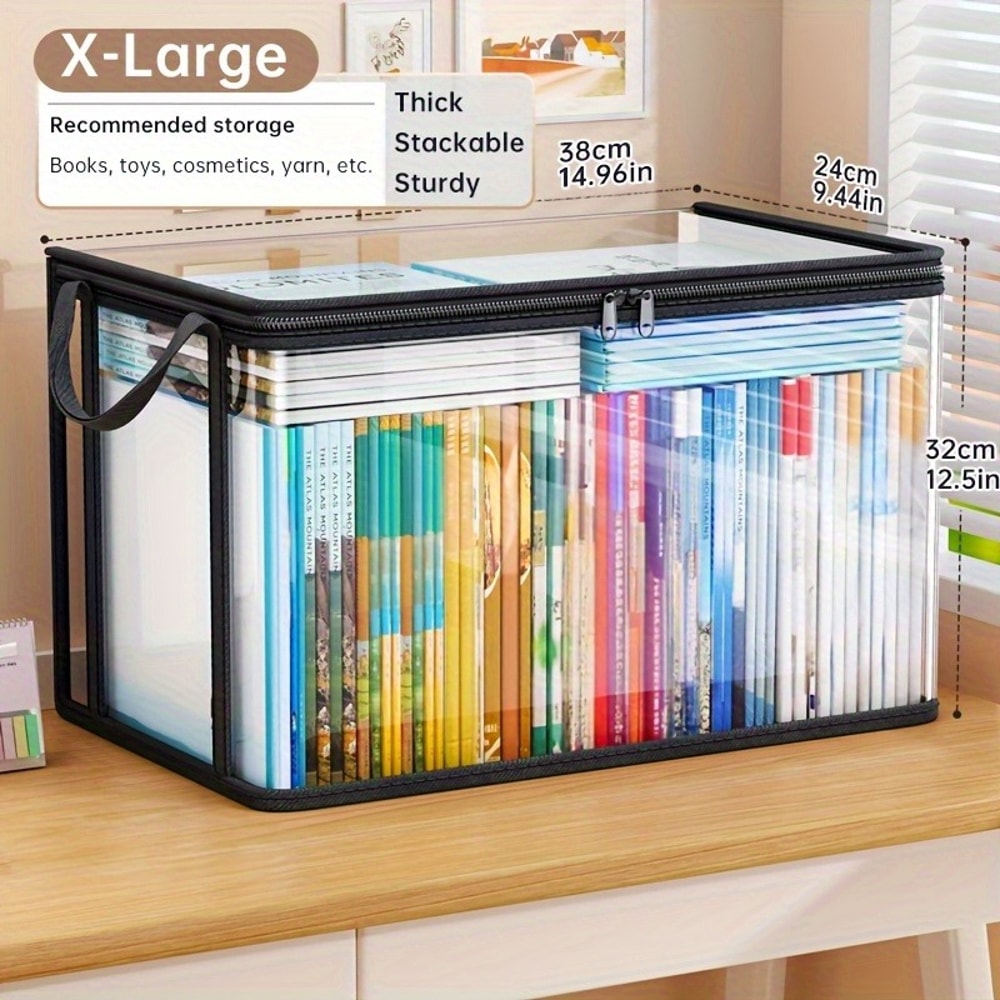 Large Capacity Transparent PVC Storage Bag With Flip Cover MultiPurpose Organizer For Books Clothes 5