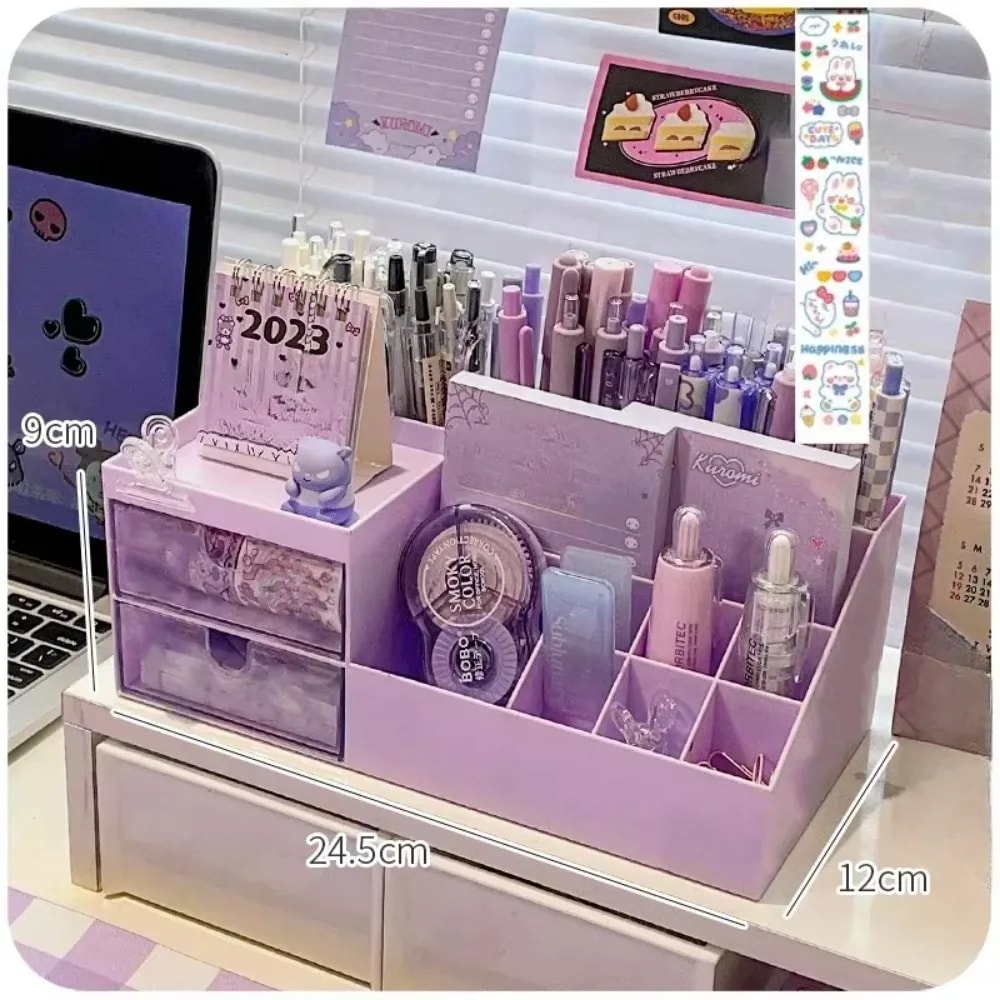 Cute Pen Desk Holder Organizer DrawerType Desktop Storage Box Nine Grids Stationery Organizer For G 1