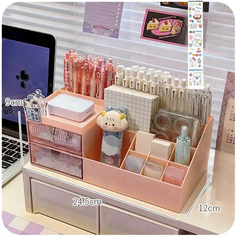 Cute Pen Desk Holder Organizer DrawerType Desktop Storage Box Nine Grids Stationery Organizer For G 4
