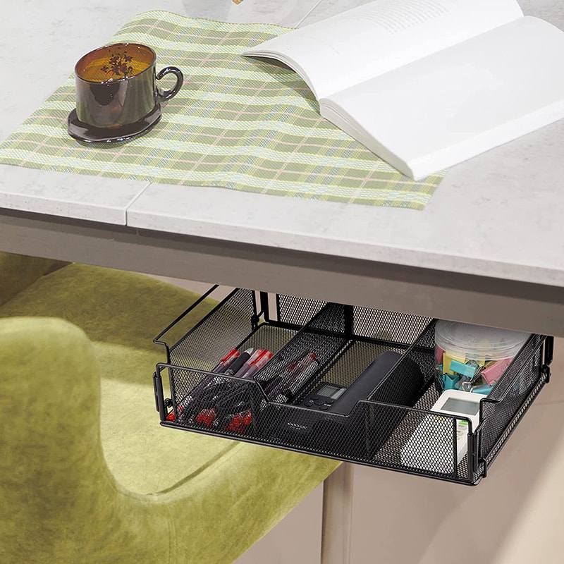 Under Desk Drawer, Black Assembly Storage Basket, Desktop Storage Basket, Drawer Storage Box, Desk Storage Organizer