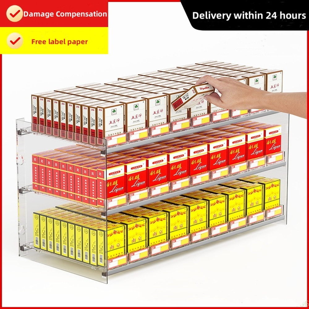 Cigarette Pusher Display Automatic Cigarette Cabinet Racks Large Capacity Cigarette Holder For Supe 4