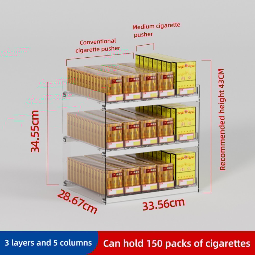 Cigarette Pusher Display Automatic Cigarette Cabinet Racks Large Capacity Cigarette Holder For Supe 10