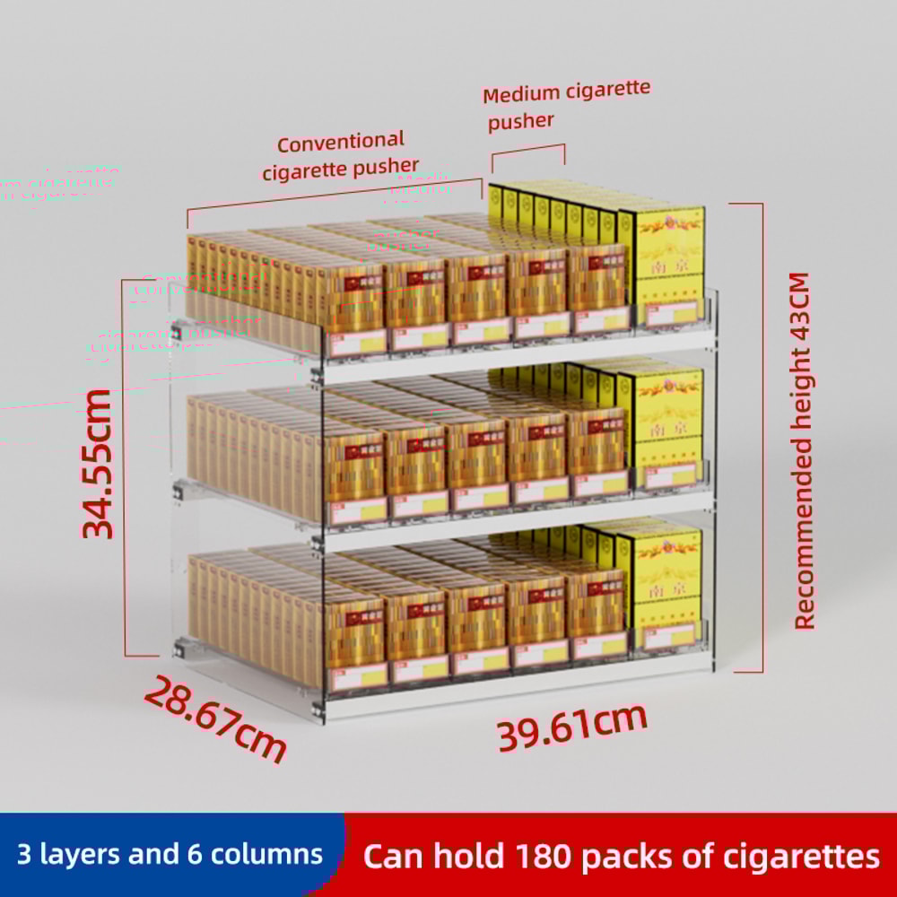 Cigarette Pusher Display Automatic Cigarette Cabinet Racks Large Capacity Cigarette Holder For Supe 11