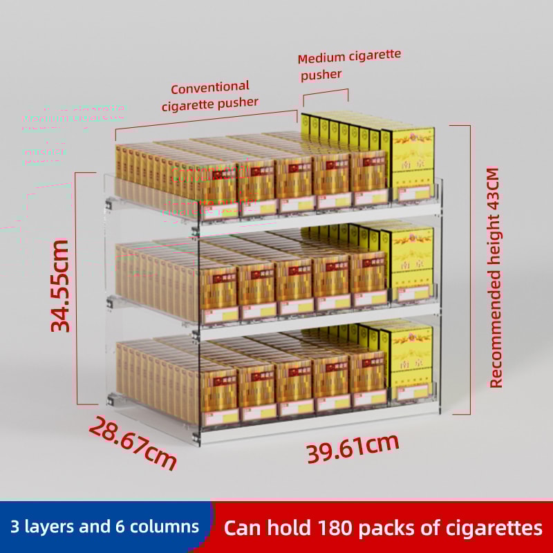 Cigarette Pusher Display Automatic Cigarette Cabinet Racks Large Capacity Cigarette Holder For Supe 11