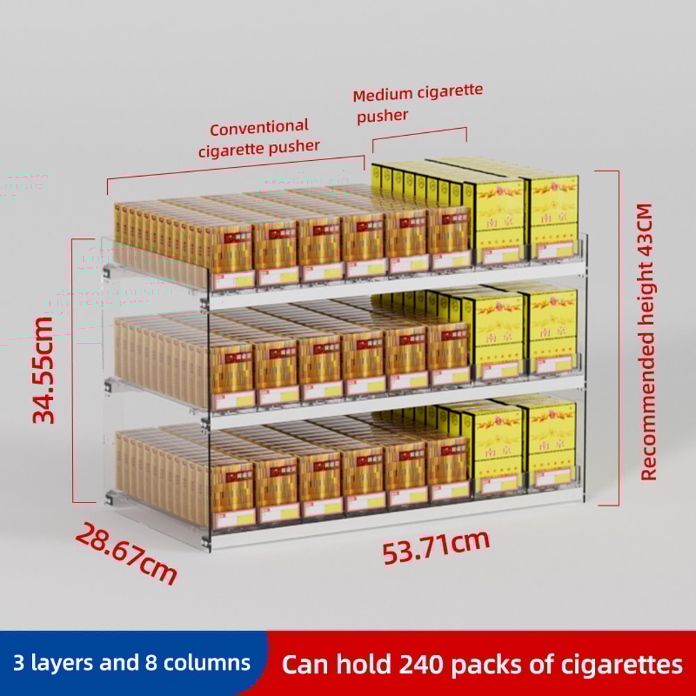Cigarette Pusher Display Automatic Cigarette Cabinet Racks Large Capacity Cigarette Holder For Supe 13