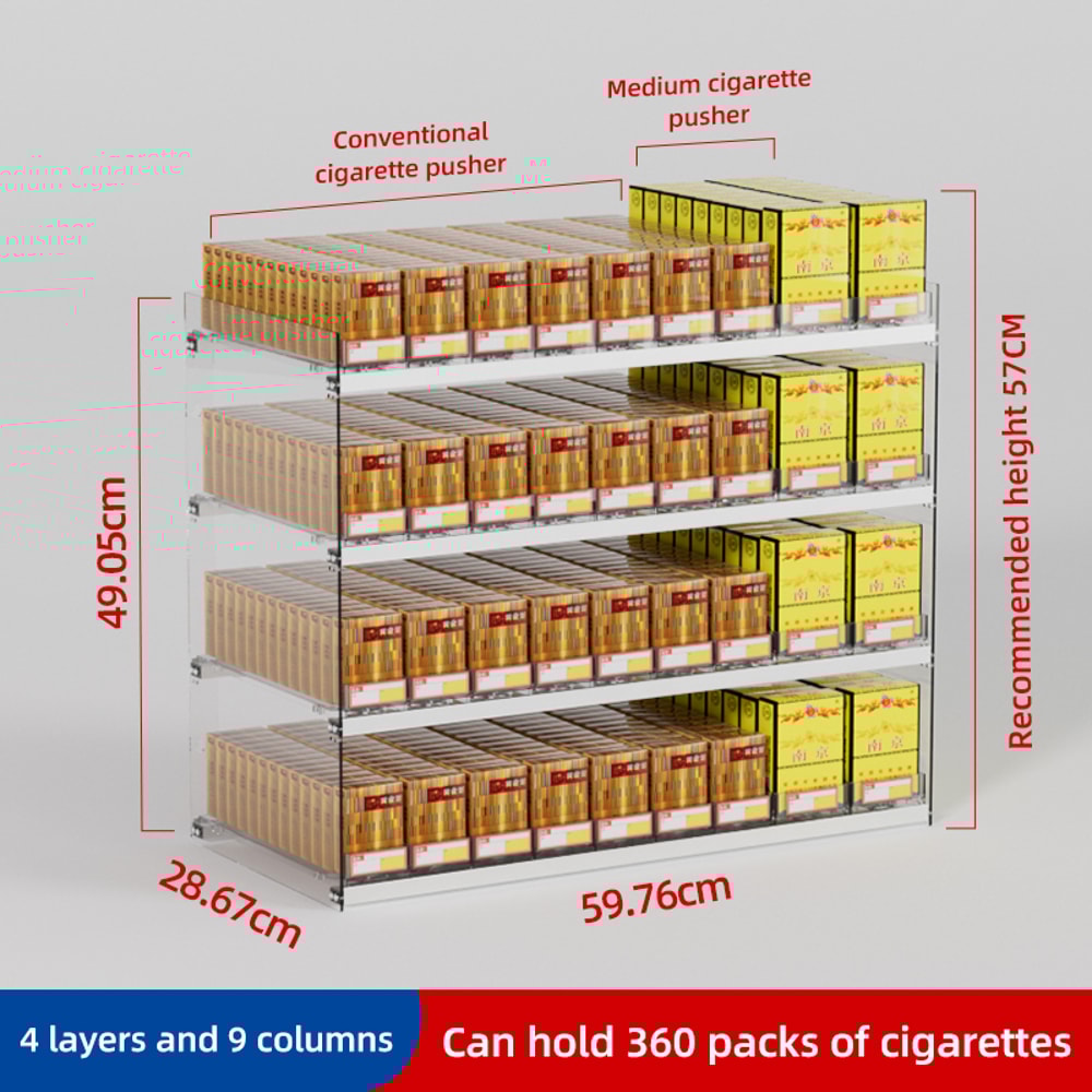 Cigarette Pusher Display Automatic Cigarette Cabinet Racks Large Capacity Cigarette Holder For Supe 16