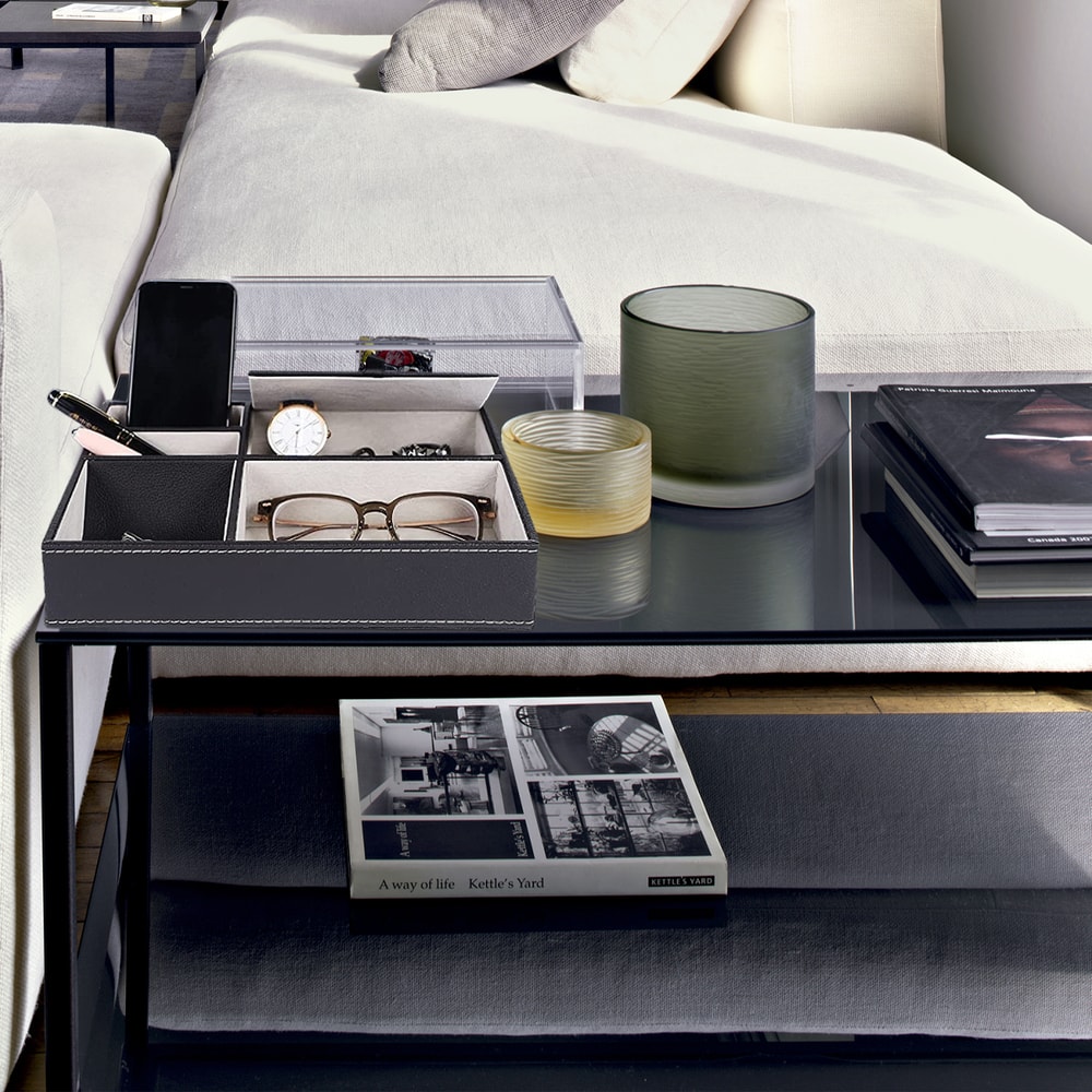 Leather Men Valet Tray Office Desktop Storage Box Multi Functional Bedside Table Organizer For Des 2