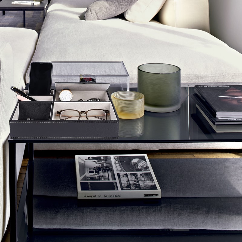 Leather Men Valet Tray Office Desktop Storage Box Multi Functional Bedside Table Organizer For Des 2