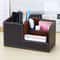 High Grade Leather Desk Organizer Pencil Pen Holder Caddy Storage Box With 3 C For Home Office And 1