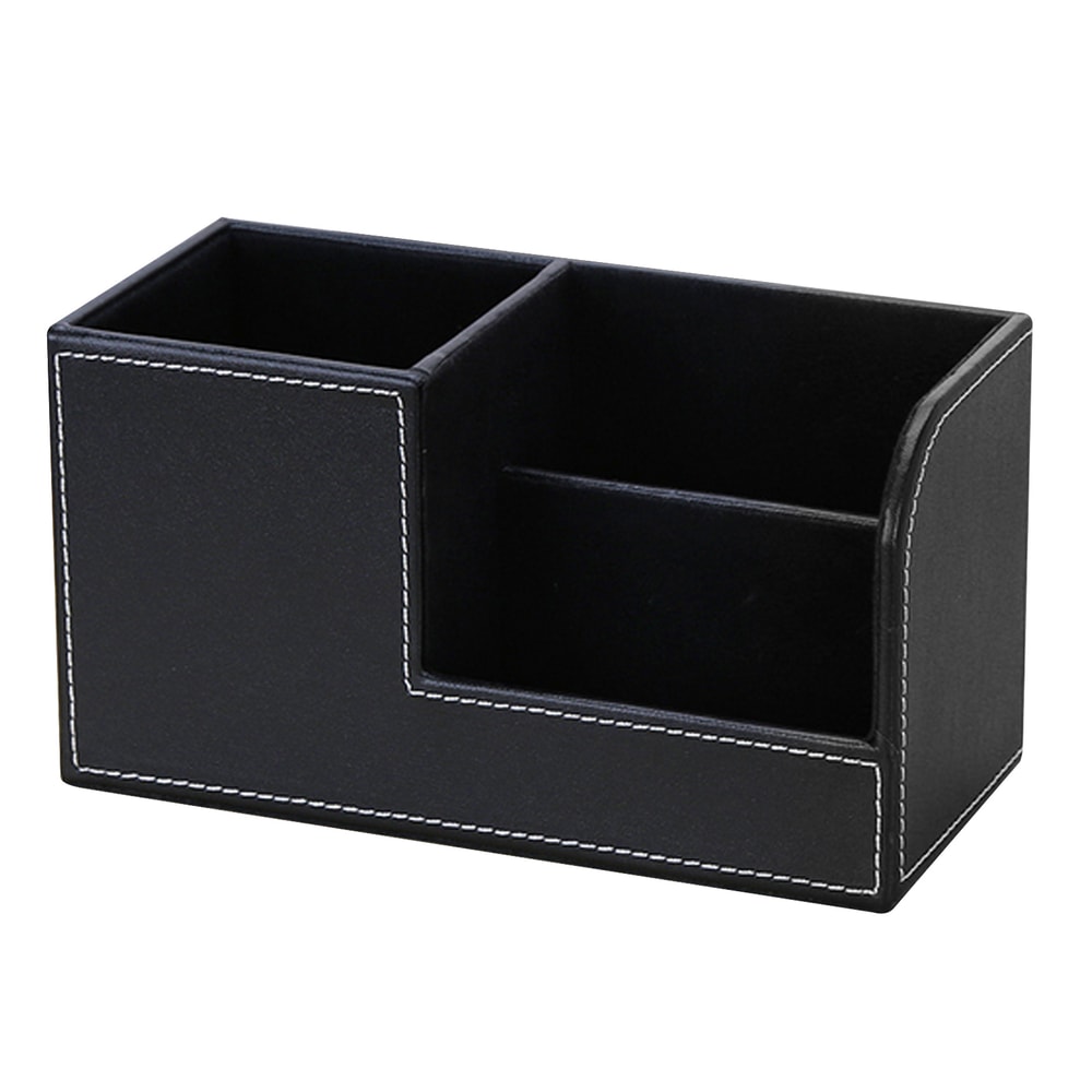 High Grade Leather Desk Organizer Pencil Pen Holder Caddy Storage Box With 3 C For Home Office And 4
