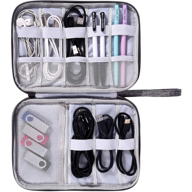 Electronics Organizer Bag, Waterproof Carrying Pouch, Travel Bag, Universal Cable Organizer, Electronics Storage Bag