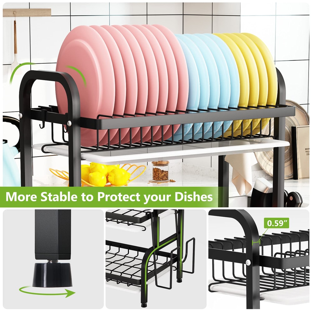 Dish Drying Rack With Tray Utensil Holder Cutting Board Holder Drainboard Tray For Kitchen Organize 2