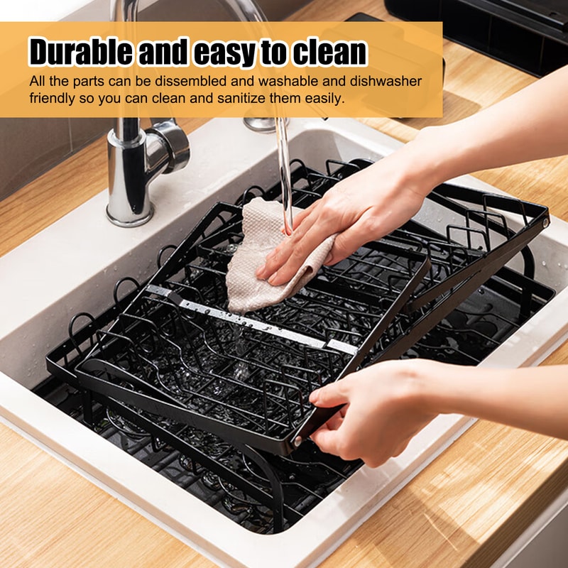 Durable Stainless Steel Dish Rack, Dish Drying Rack with Dish Drainer, Kitchen Counter Dish Racks, Space-Saving Drain