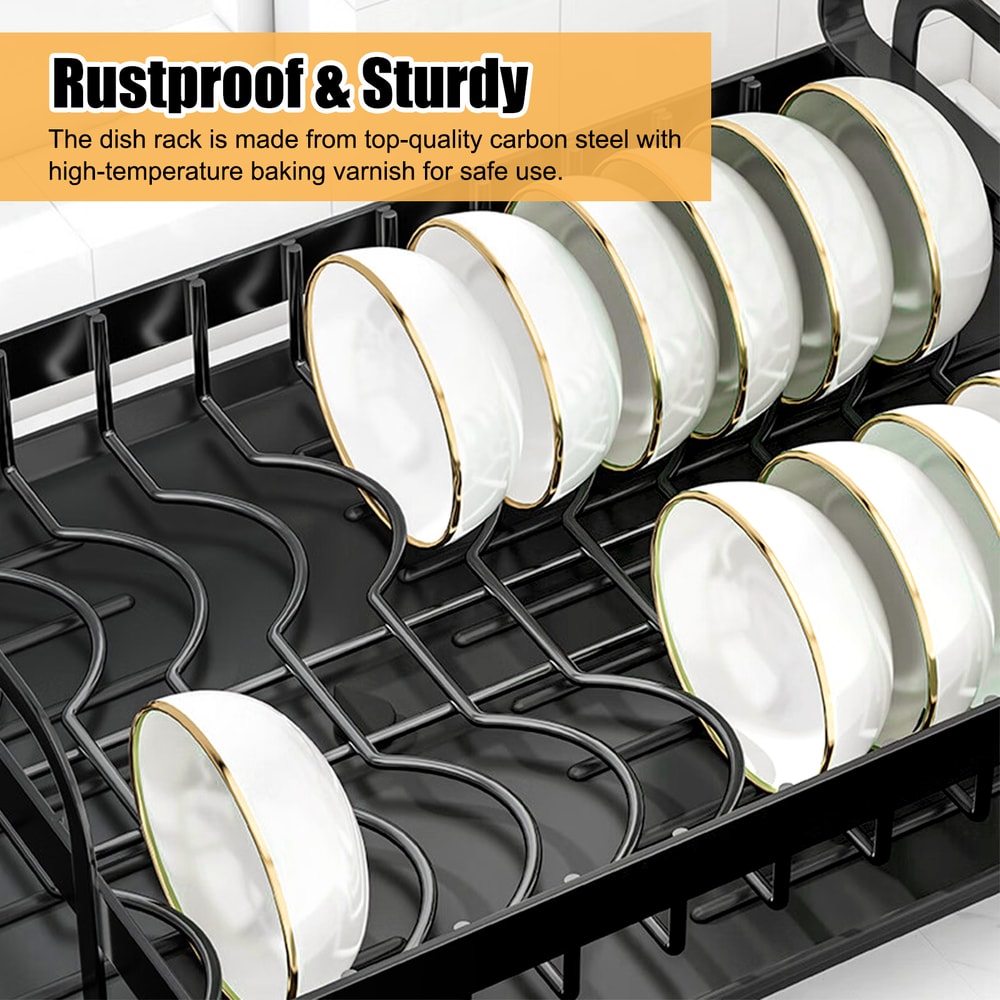 Durable Stainless Steel Dish Rack, Dish Drying Rack with Dish Drainer, Kitchen Counter Dish Racks, Space-Saving Drain