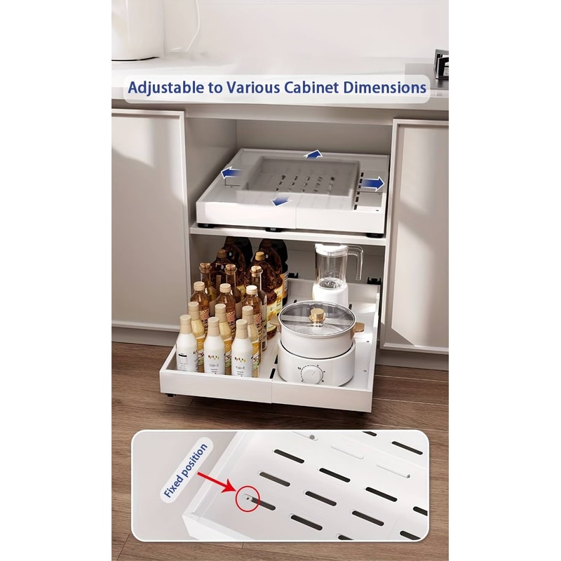 Pull Out Tray Organizer Kitchen Storage Rack Expandable Under Sink Cabinet Silent Slide Drawer Spic 4