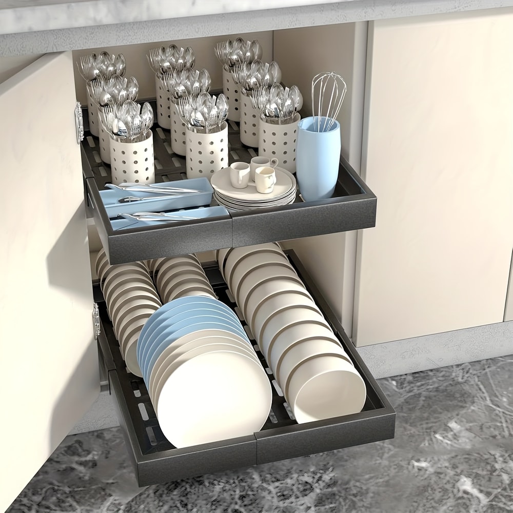 Pull Out Tray Organizer Kitchen Storage Rack Expandable Under Sink Cabinet Silent Slide Drawer Spic 0