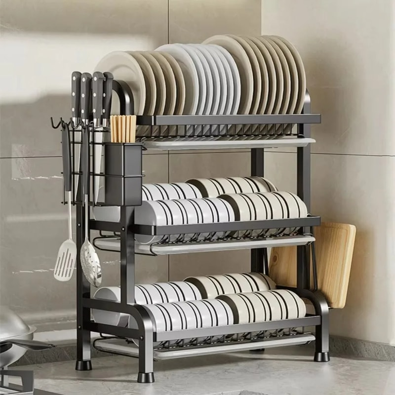 Kitchen Dish Rack Multi Functional Storage Drain Racks Portable Tableware Organizer MultiLayer Hous 0