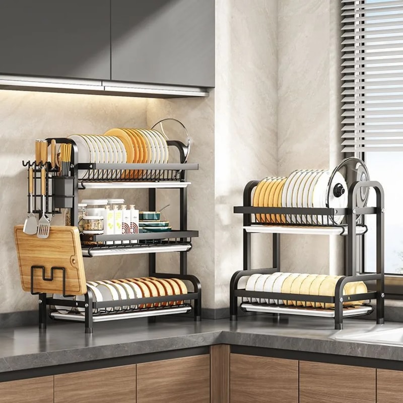 Kitchen Dish Rack Multi Functional Storage Drain Racks Portable Tableware Organizer MultiLayer Hous 2