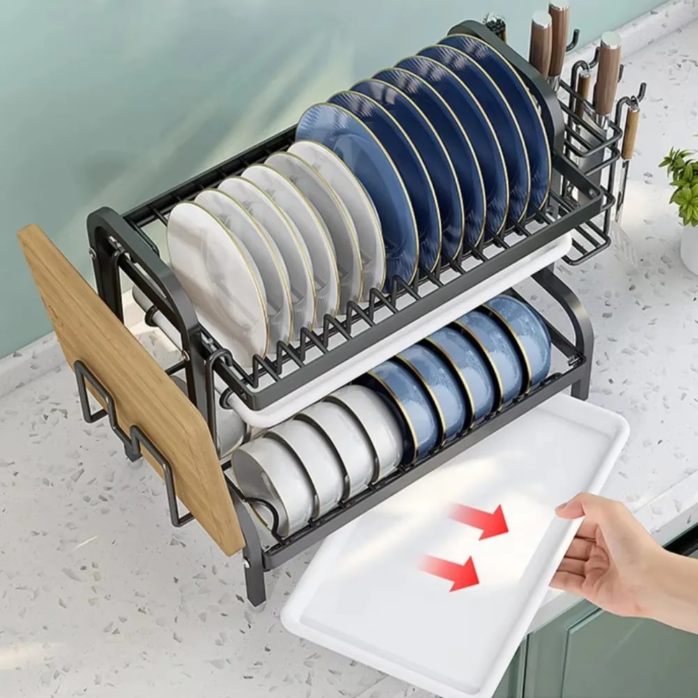Kitchen Dish Rack Multi Functional Storage Drain Racks Portable Tableware Organizer MultiLayer Hous 4