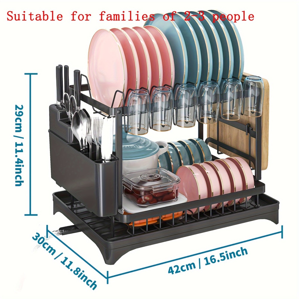 Large Dish Drying Rack for Kitchen Counter with Drainboard, Stainless Steel Dish Drainer for Dish & Cup