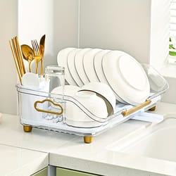 utensil holder with handle for draining water, kitchen storage rack, utensil storage rack for dishes and bowls