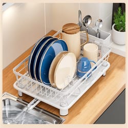 kitchen dish rack, small volume bowl and plate draining rack, multi-functional tableware draining storage box for sink