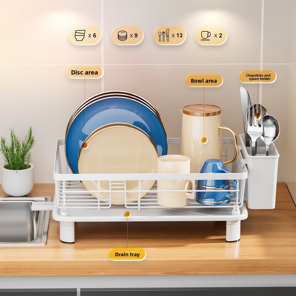 Kitchen Dish Rack Small Volume Bowl And Plate Draining Rack Multifunctional Tableware Draining Stor 1