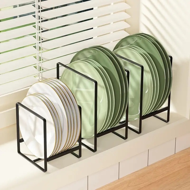 Kitchen Rack Dish Storage Rack, Cabinet Dish Rack, Dinner Plate Drain Rack, Counter top Plate Iron Stand