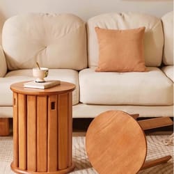 solid wood small round stool, stackable multi-functional footstool for home dining, rubber wood foldable self-contained