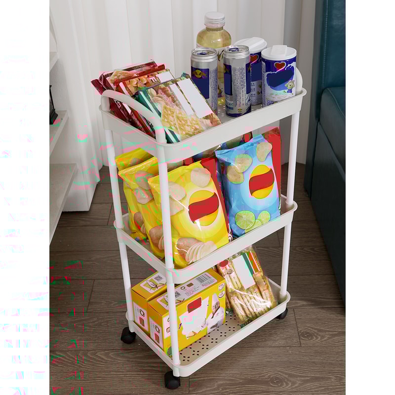 Plastic Rolling Utility Cart With Handle Storage Trolley For Kitchen Office Living Room Movable Sto 1