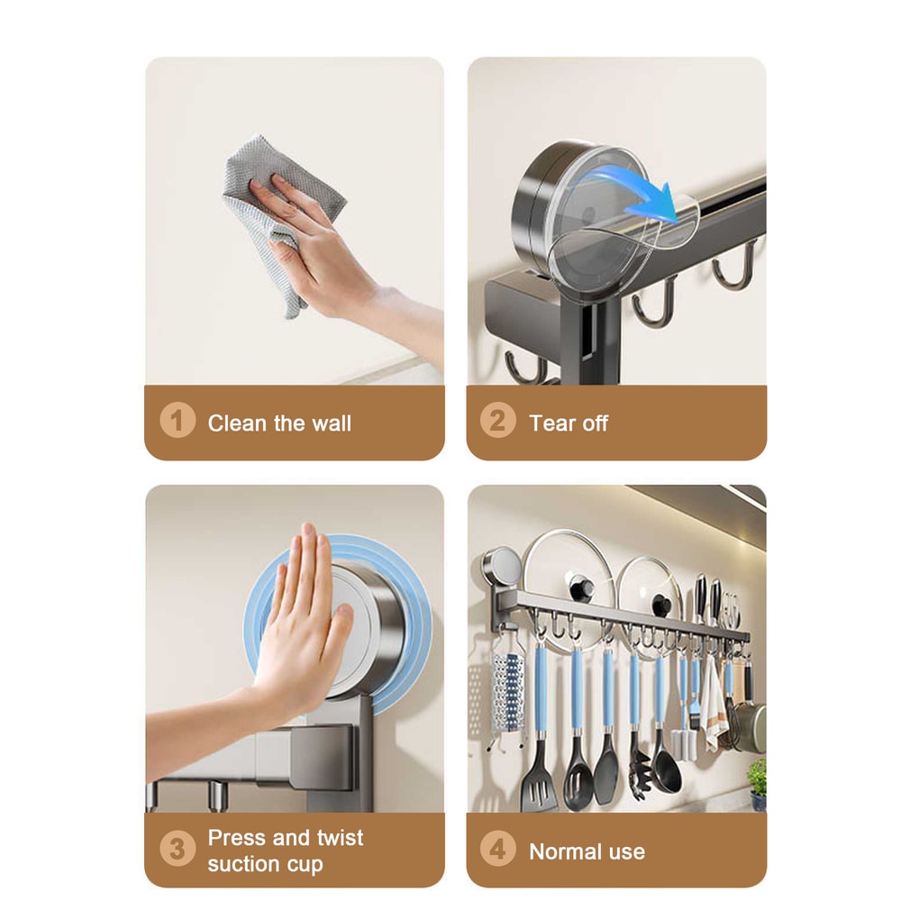 Wall Mounted Kitchen Hook Rack NoPunching Wall Hangers Kitchen Utensils Rack Spoon Shovel Chopping 2