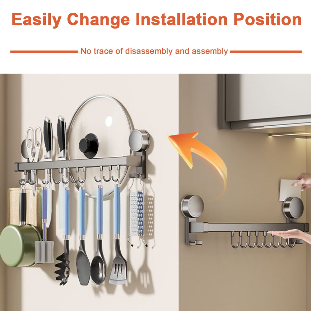 Wall Mounted Kitchen Hook Rack NoPunching Wall Hangers Kitchen Utensils Rack Spoon Shovel Chopping 4
