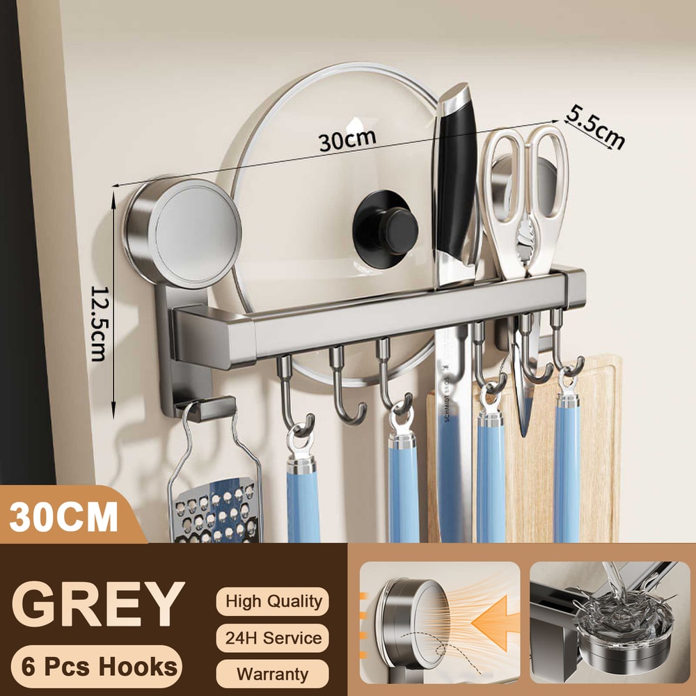 Wall Mounted Kitchen Hook Rack NoPunching Wall Hangers Kitchen Utensils Rack Spoon Shovel Chopping 7